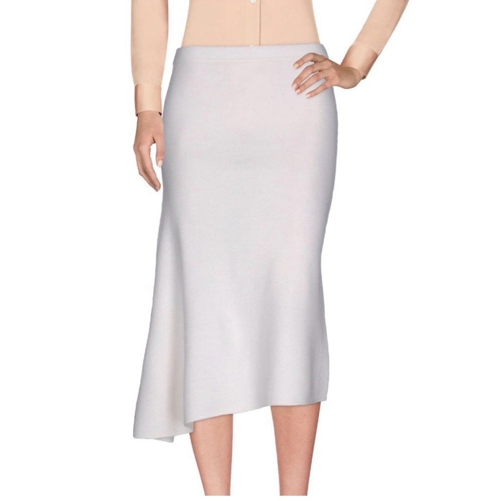 Iris & Ink Women's Wool Knit Asymmetrical Midi Skirt Size Small Luxury Office